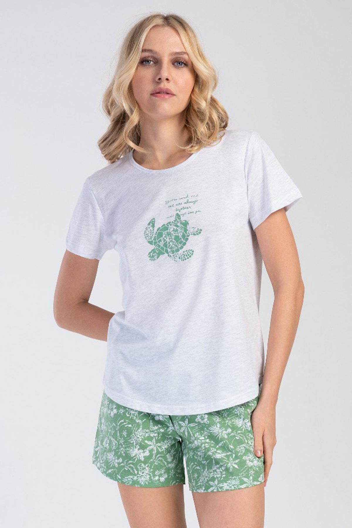 Vienetta 3110921763 Kadın Kısa Kollu Şortlu Pijama Takımı