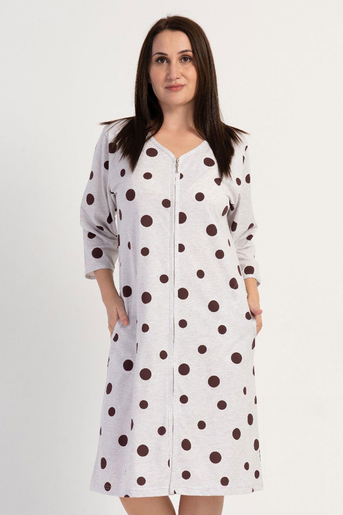 Vienetta 3113240642 Kadın Kısa Kollu Fermuarlı Büyük Beden Ev Elbisesi
