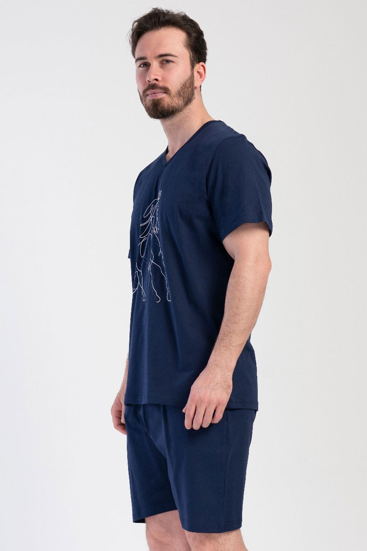 Vienetta 4010380000 Erkek Kısa Kollu Şortlu Büyük Beden Pijama Takımı