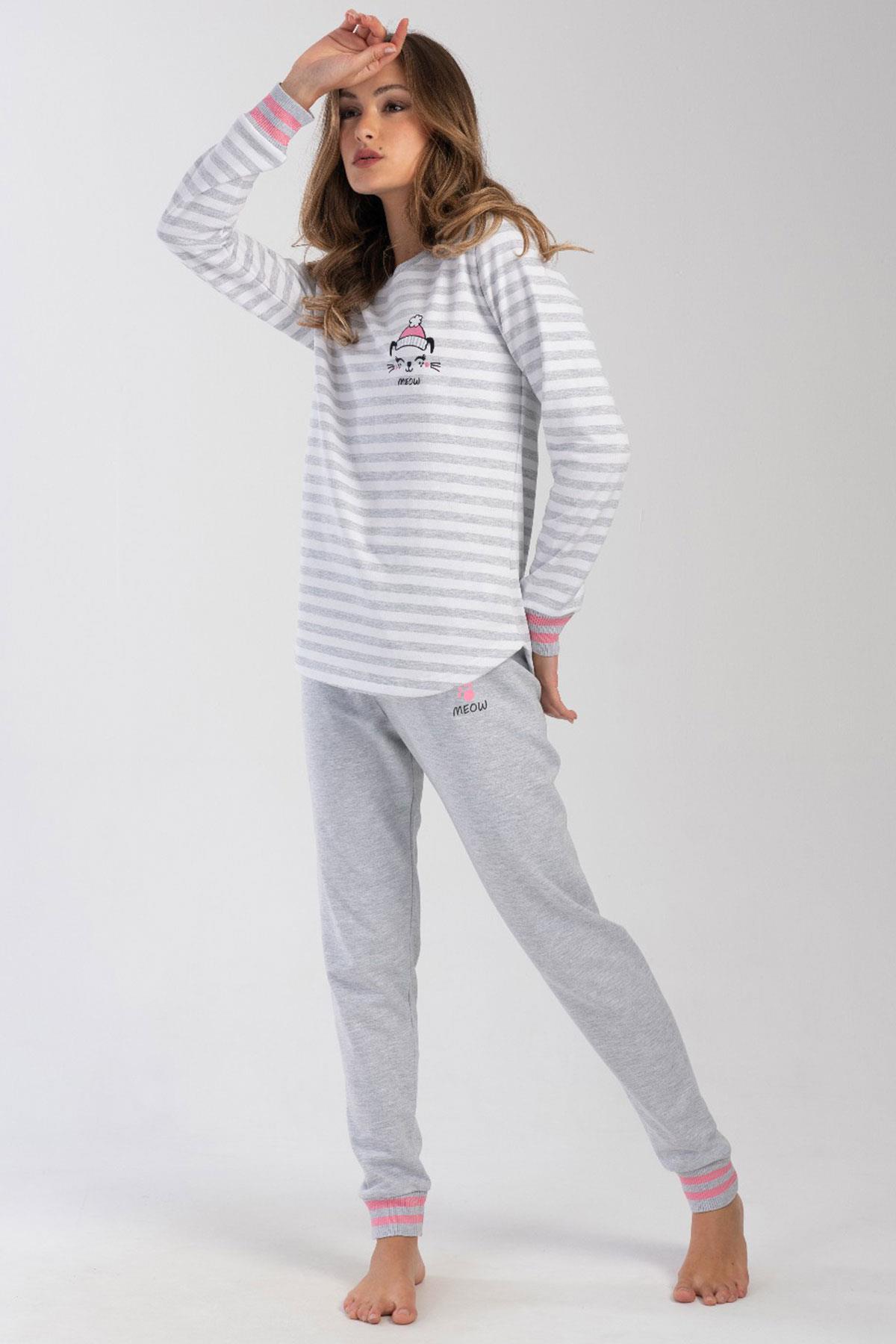 Vienetta 4030280000 Kadın Uzun Kollu iki İplik Pijama Takımı