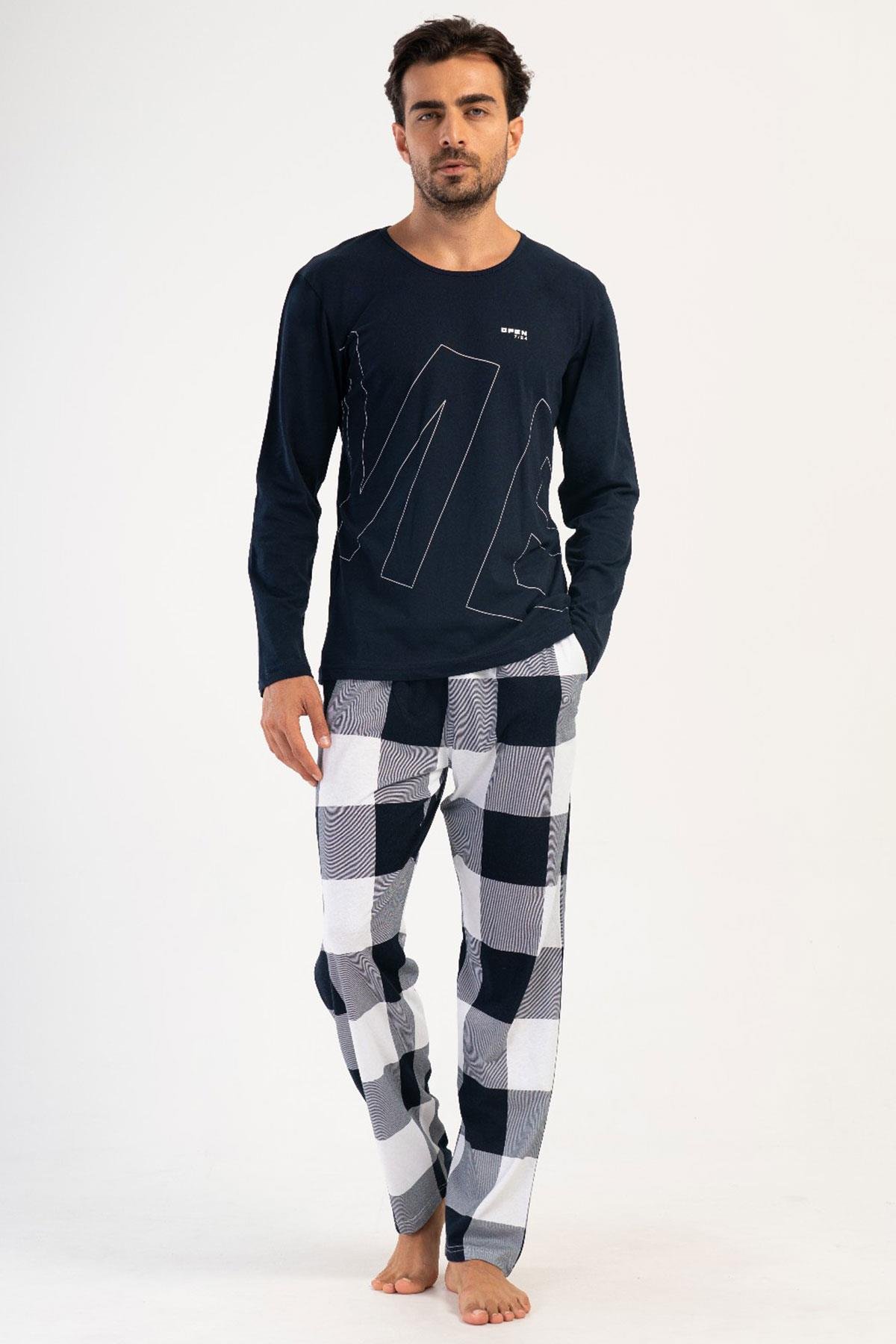 Vienetta 4032517461 Erkek Uzun Kollu Pamuk Suprem Pijama Takımı