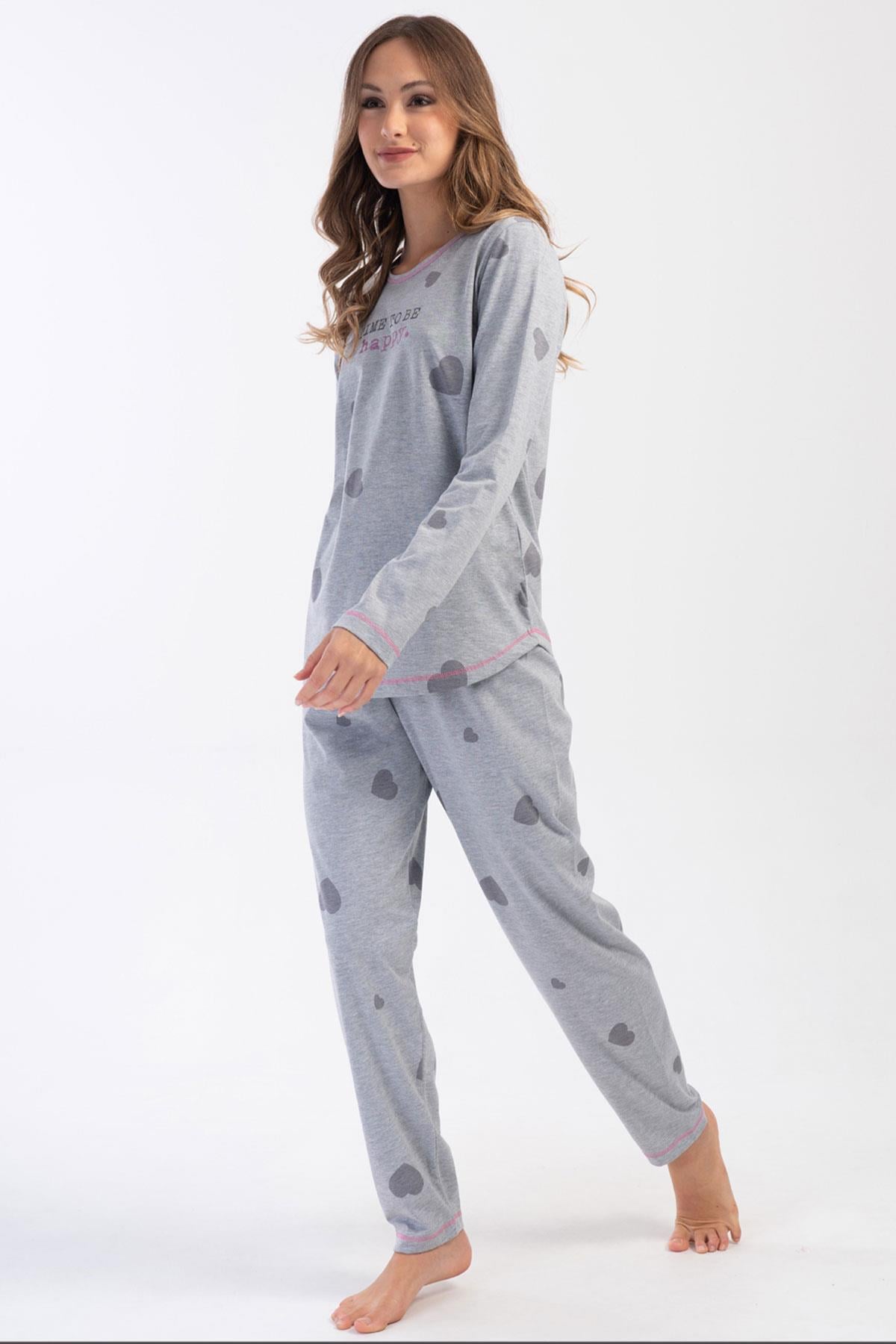 Vienetta 4040652112 Kadın Uzun Kollu Pamuk Suprem Pijama Takımı