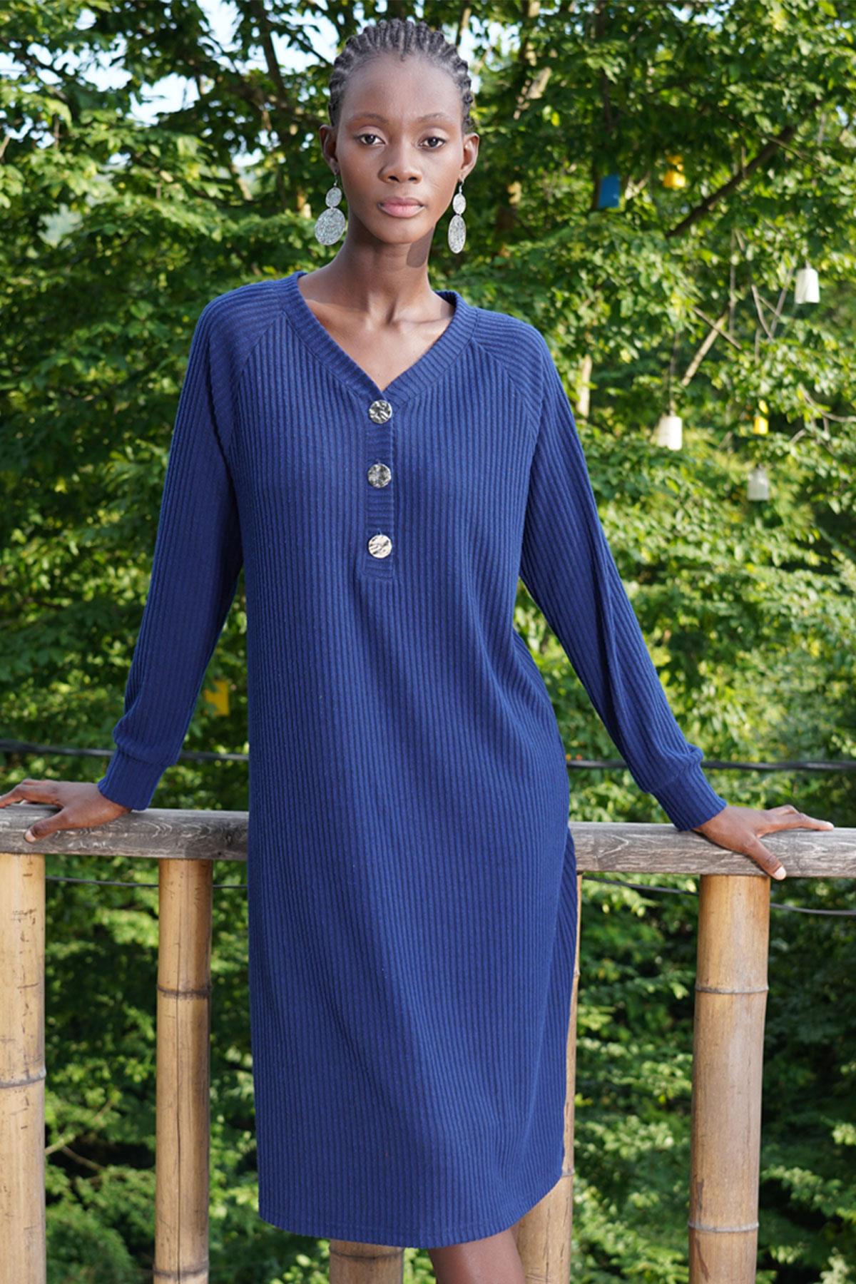 Vienetta 4050510000 Kadın Uzun Kollu Patlı Kaşkorse Ev Elbisesi