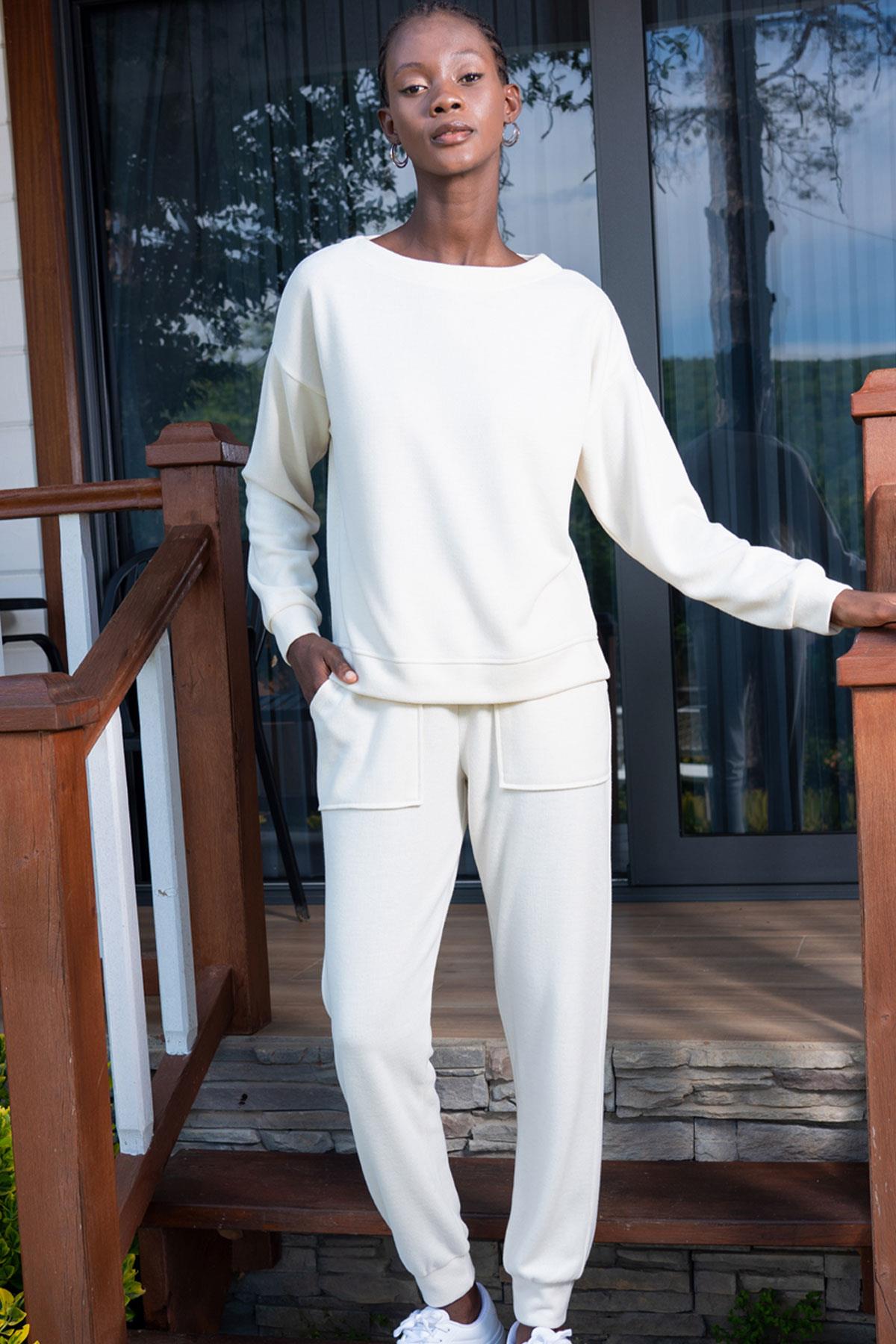 Vienetta 4050570000 Kadın Uzun Kol Lycralı Viskos Pantolon Takım