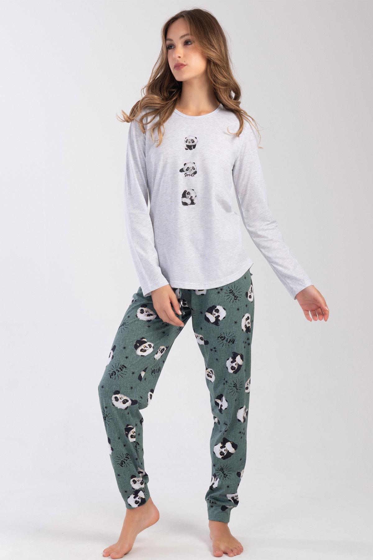 Vienetta 4051840276 Kadın Uzun Kollu Pamuk Suprem Pijama Takımı
