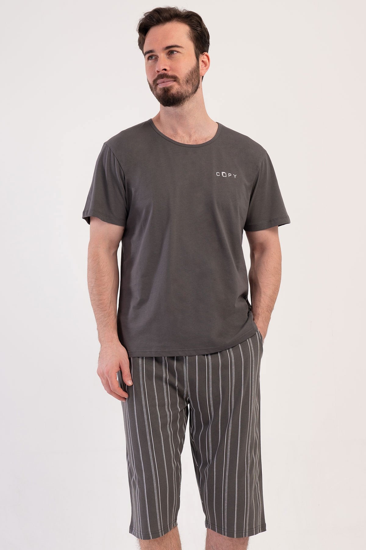 Vienetta 4080821374 Erkek Kısa Kol Kaprili Pijama Takımı