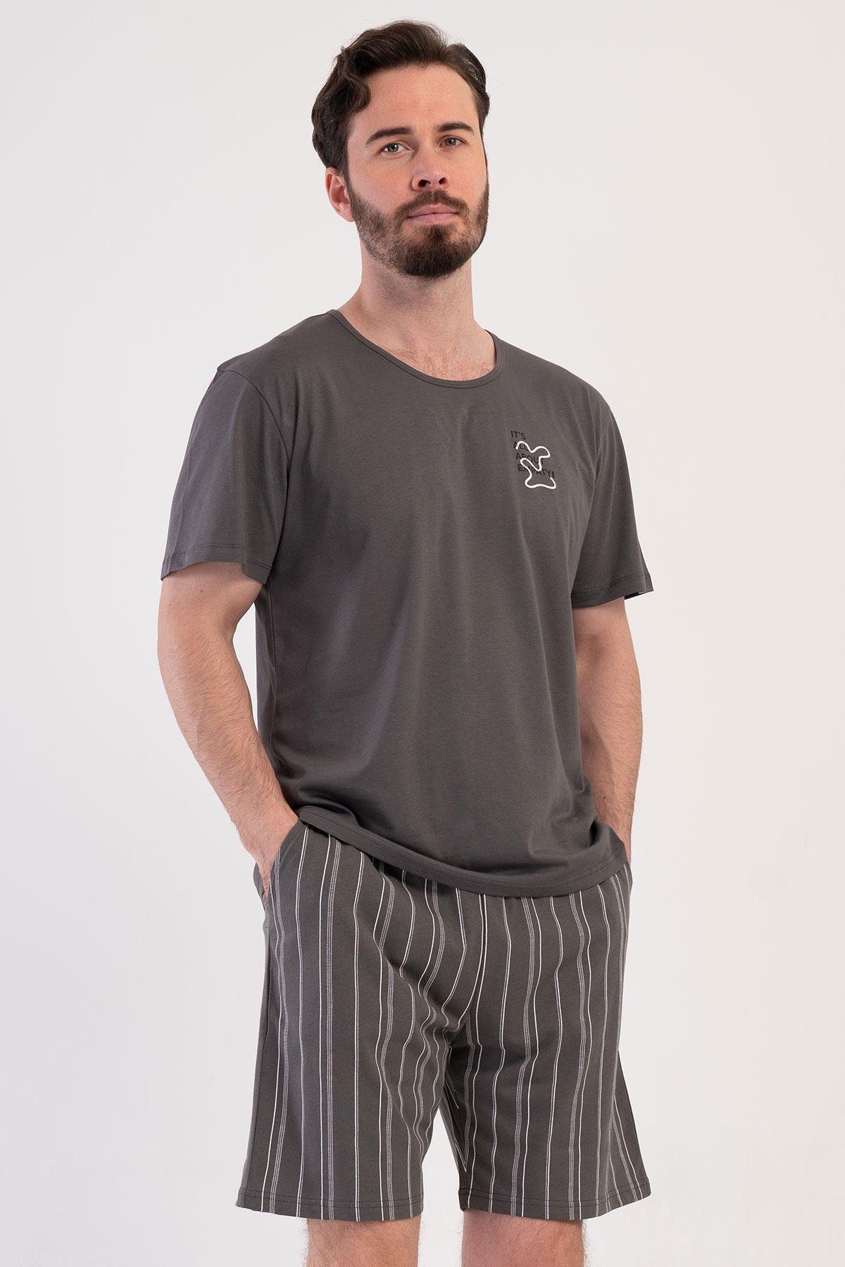 Vienetta 4080841374 Erkek Kısa Kollu Şortlu Pijama Takımı