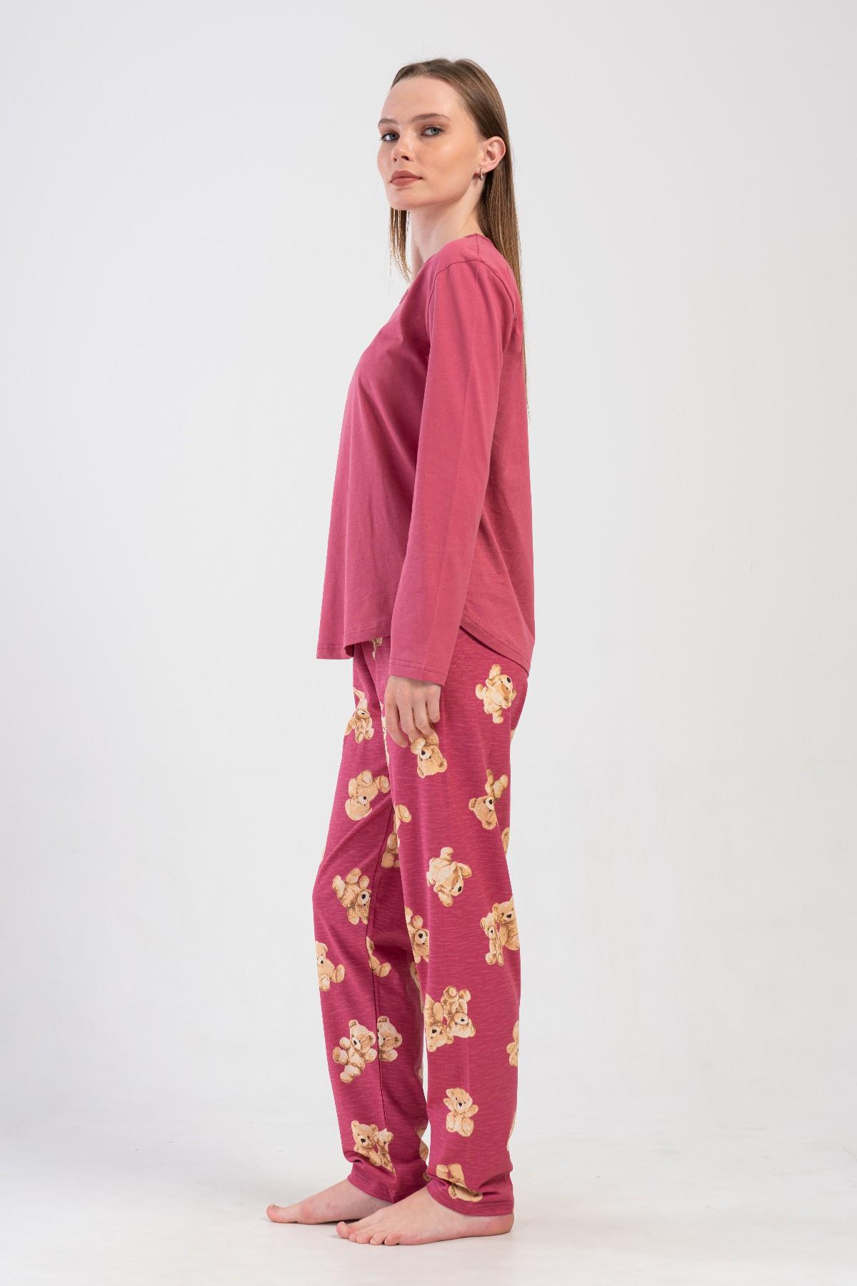 Vienetta 4084680613 Kadın Uzun Kollu Pamuklu Pijama Takımı