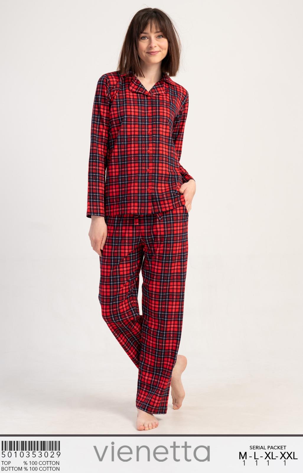 Vienetta 5010353029 Kadın Uzun Kollu Önden Düğmeli Pijama Takımı