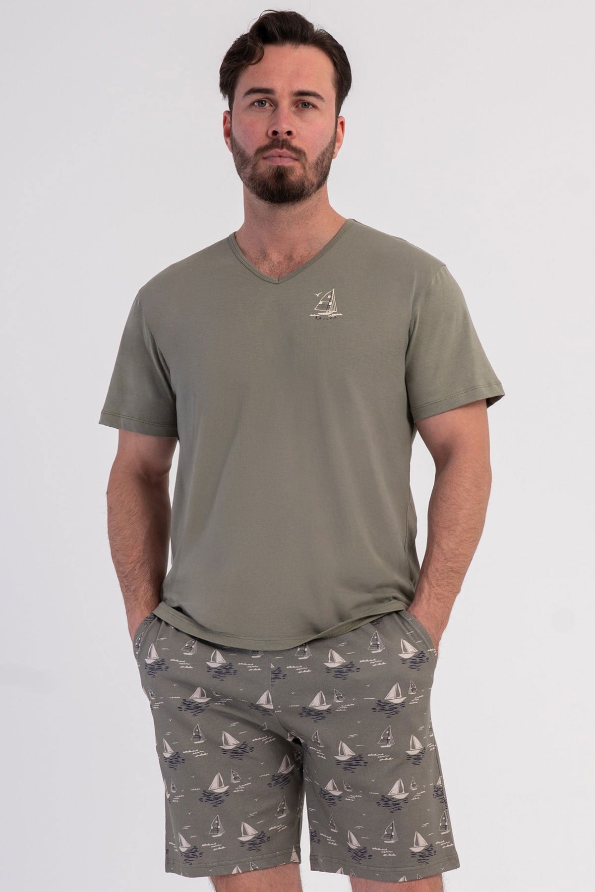 Vienetta 601072 Erkek B.B.Kısa Kol Şortlu Pijama Takımı