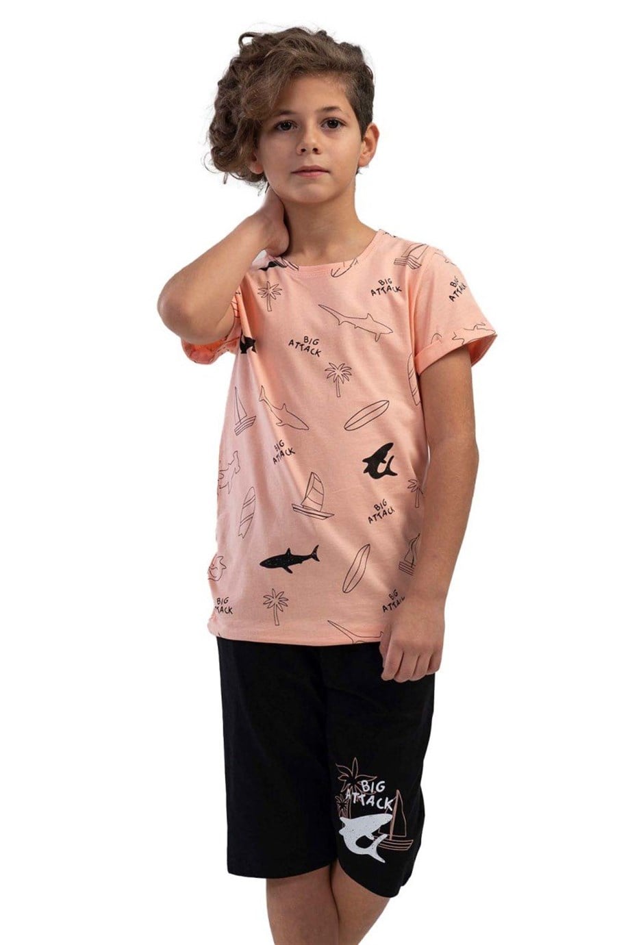Vienetta Erkek Çocuk (Pembe) Kısa Kollu Kapri Pijama Takımı 1101891732