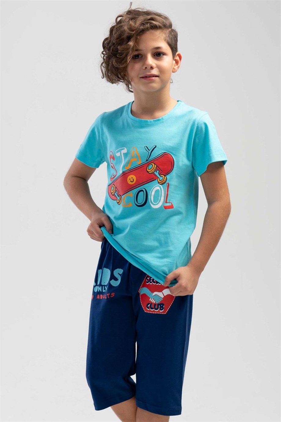 Vienetta Erkek Çocuk (Turkuaz) Kısa Kollu Kapri Pijama Takımı 1090980000 