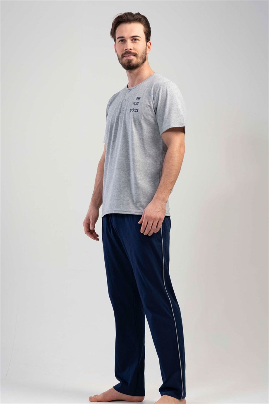 Vienetta Erkek (Gri Melanj) Kısa Kollu Pijama Takımı  1114080000
