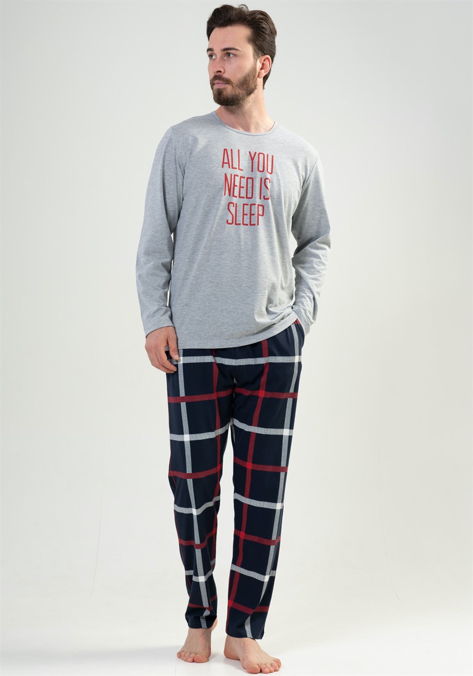 Vienetta Erkek Gri Uzun Kollu Pijama Takımı 2041850013