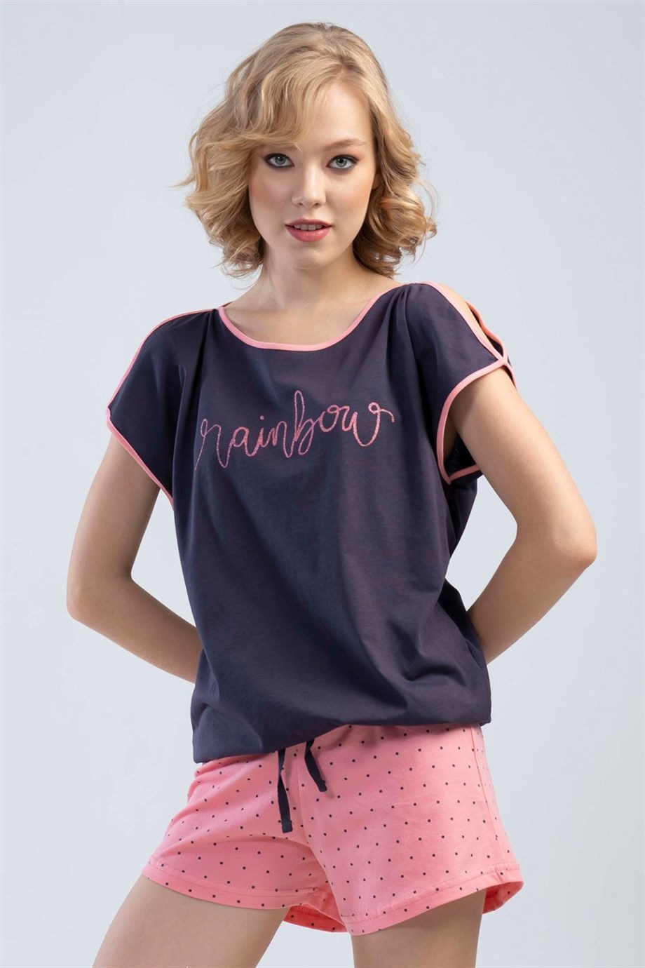 Vienetta (Füme) Kadın Kısa Kollu Şortlu Pijama Takımı 1114980624