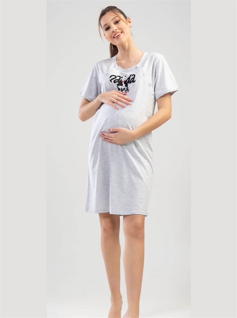 Vienetta (Gri Melanj) Kadın Kısa Kollu Hamile Tunik 1114550000