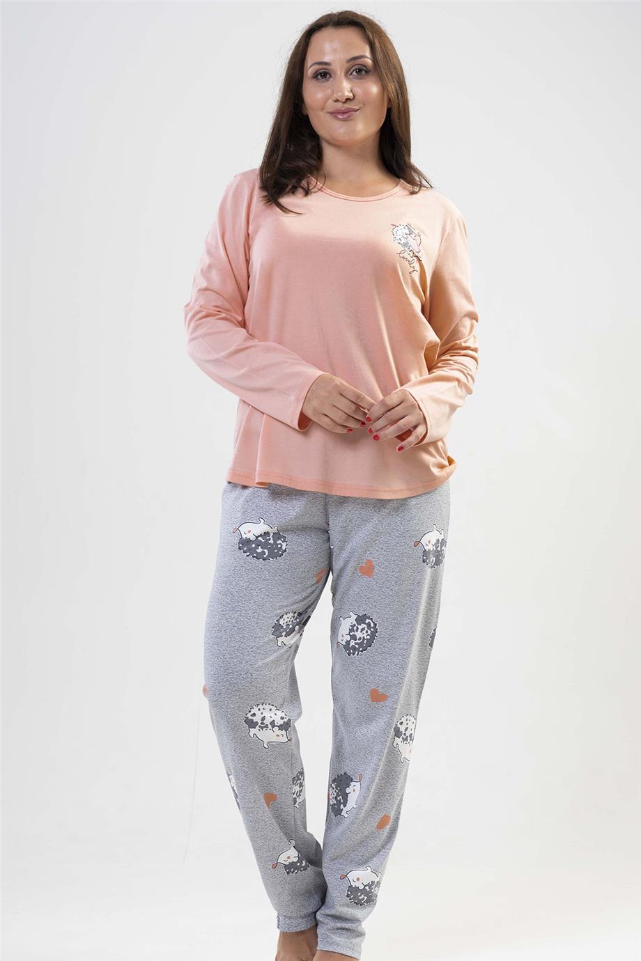 Vienetta Kadın Büyük Beden Uzun Kollu Pijama Takımı