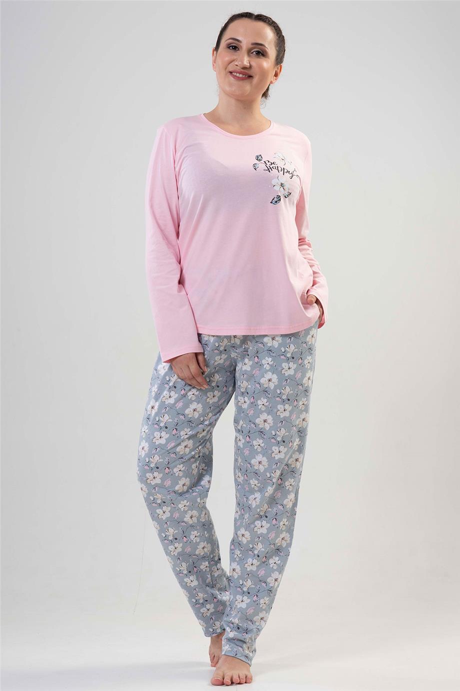 Vienetta Kadın Büyük Beden Uzun Kollu Pijama Takımı