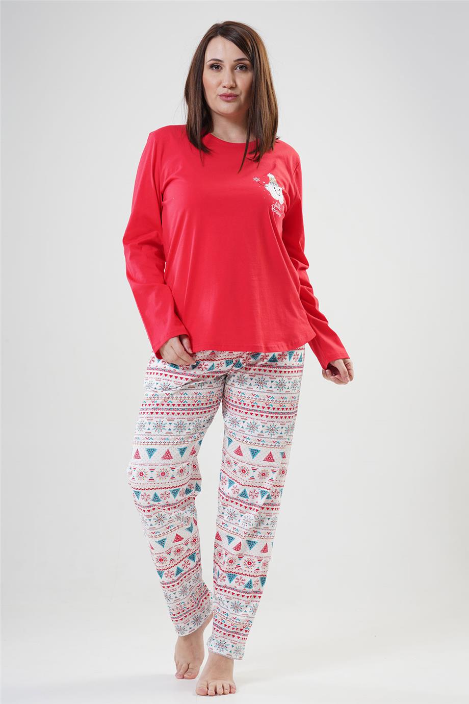 Vienetta Kadın Büyük Beden Uzun Kollu Pijama Takımı