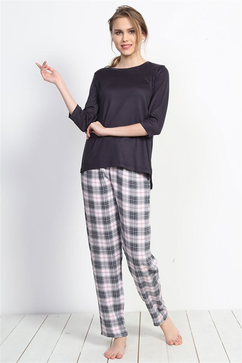 Vienetta Kadın Füme 3/4 Kollu Pijama Takımı 8042170521 