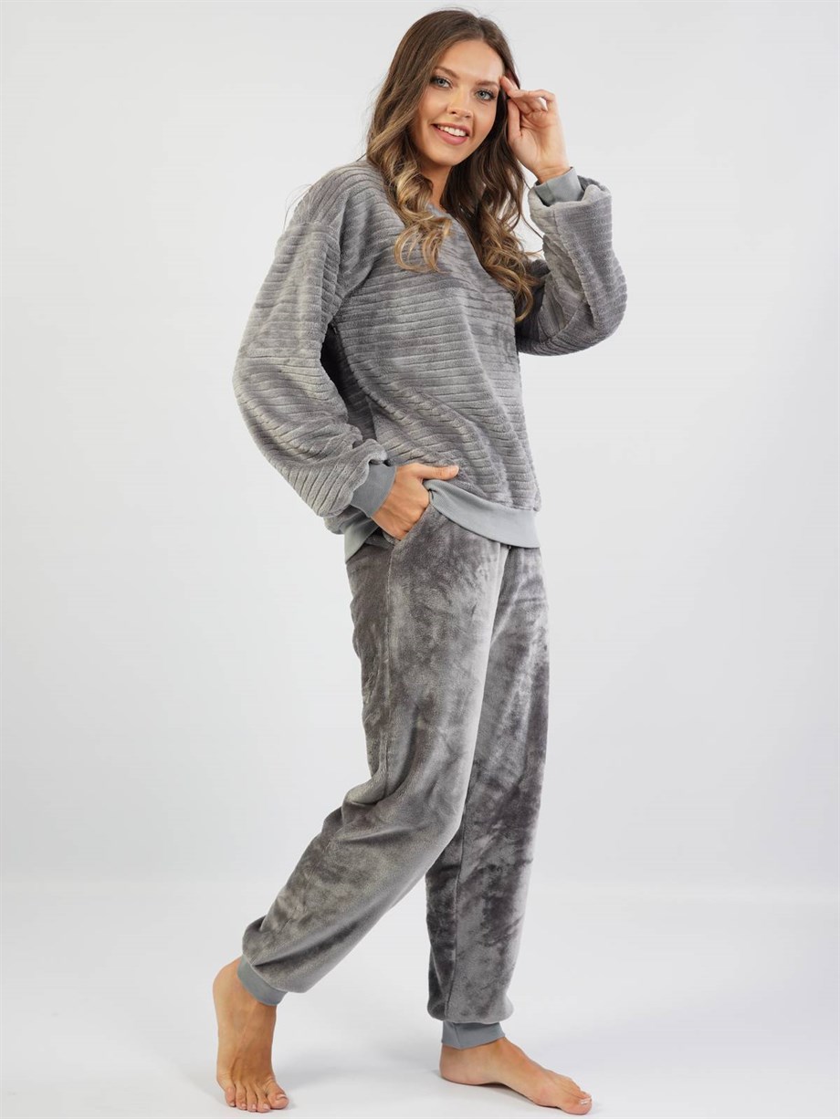 Vienetta  Kadın (Füme) Uzun Kollu Pijama Takımı 1030821872