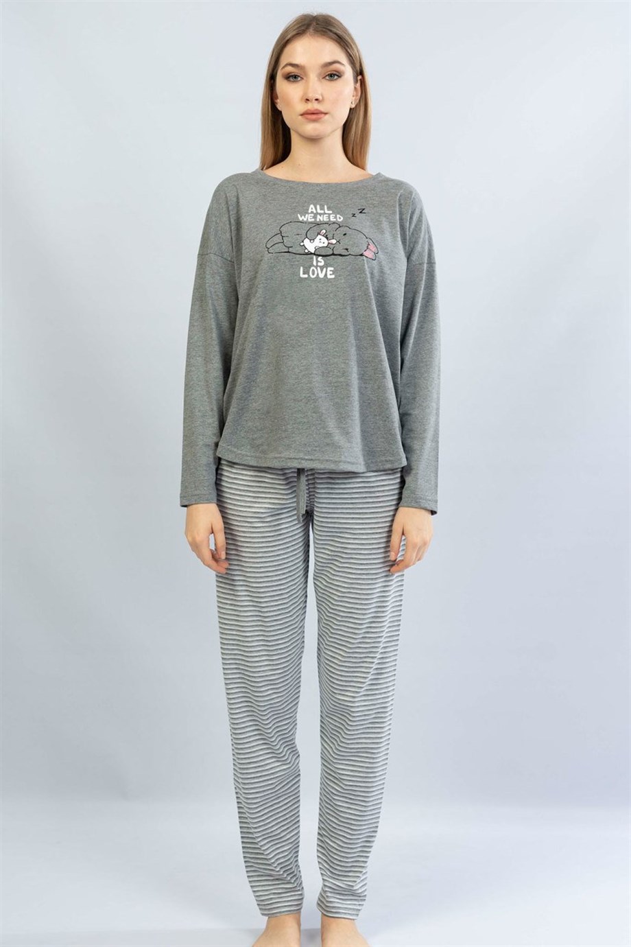 Vienetta Kadın (Gri) Uzun Kollu Pijama Takımı 1061770000 