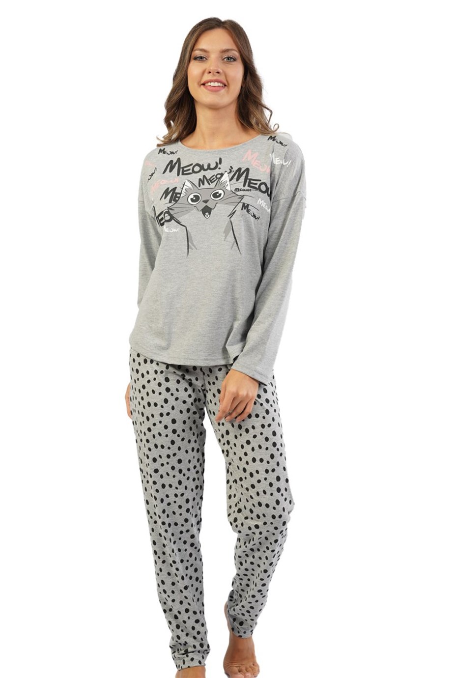 Vienetta Kadın (Gri) Uzun Kollu Pijama Takım 1053101962 