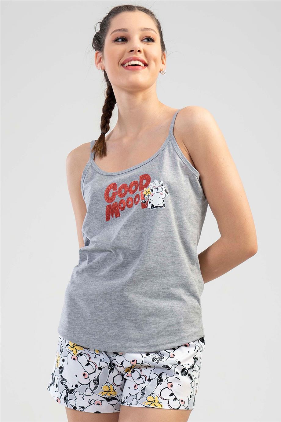 Vienetta Kadın İp Askılı Şortlu Pijama Takımı