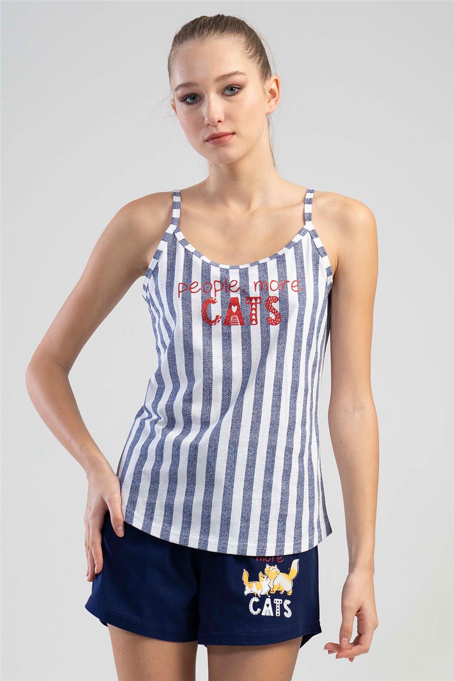 Vienetta Kadın İp Askılı Şortlu Pijama Takımı