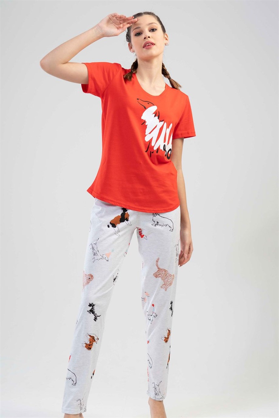 Vienetta Kadın (Kırmızı) Kısa Kollu Pijama Takımı 1111250550