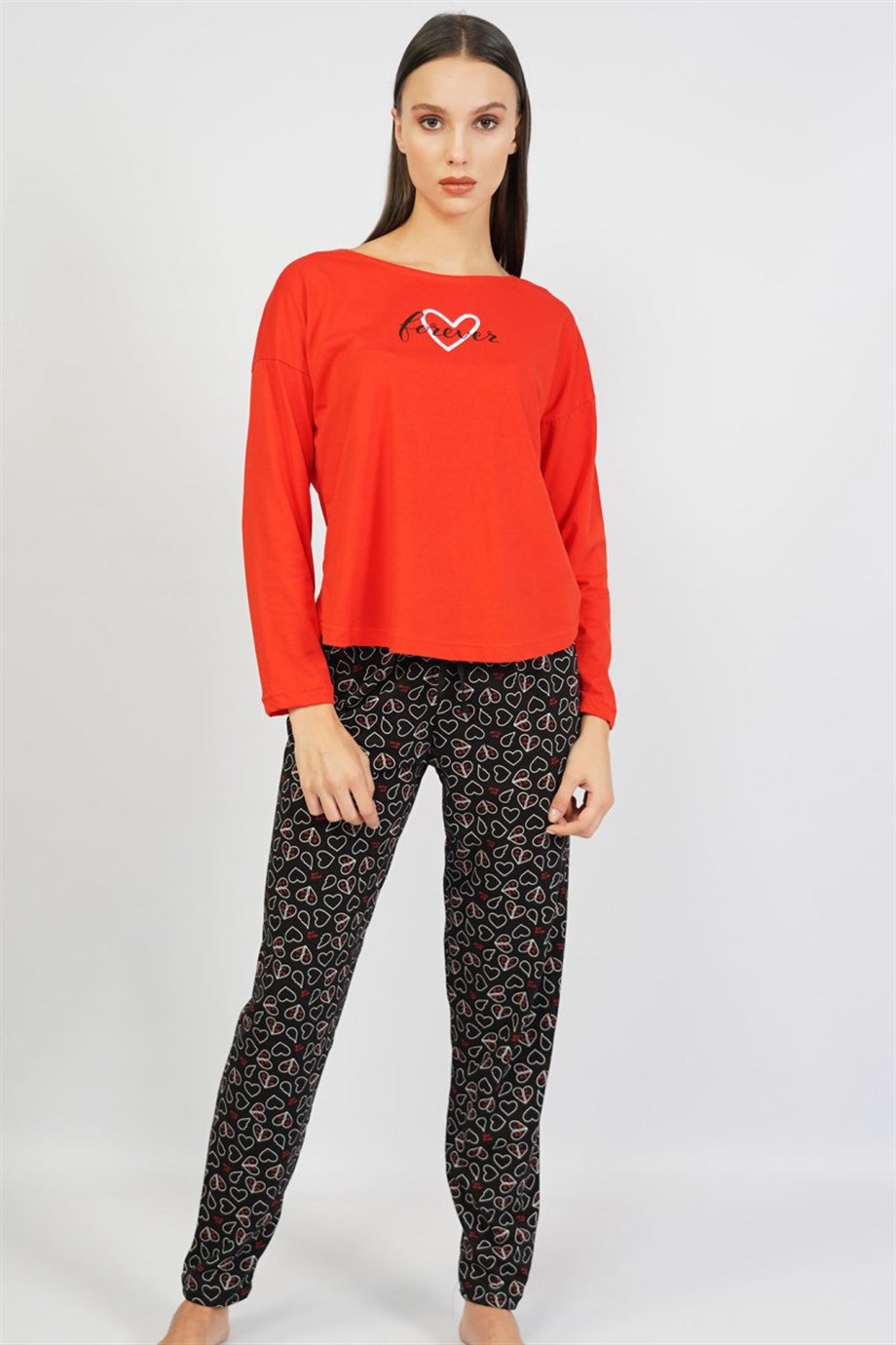 Vienetta Kadın (Kırmızı) Uzun Kollu Pijama Takımı 1070300835  