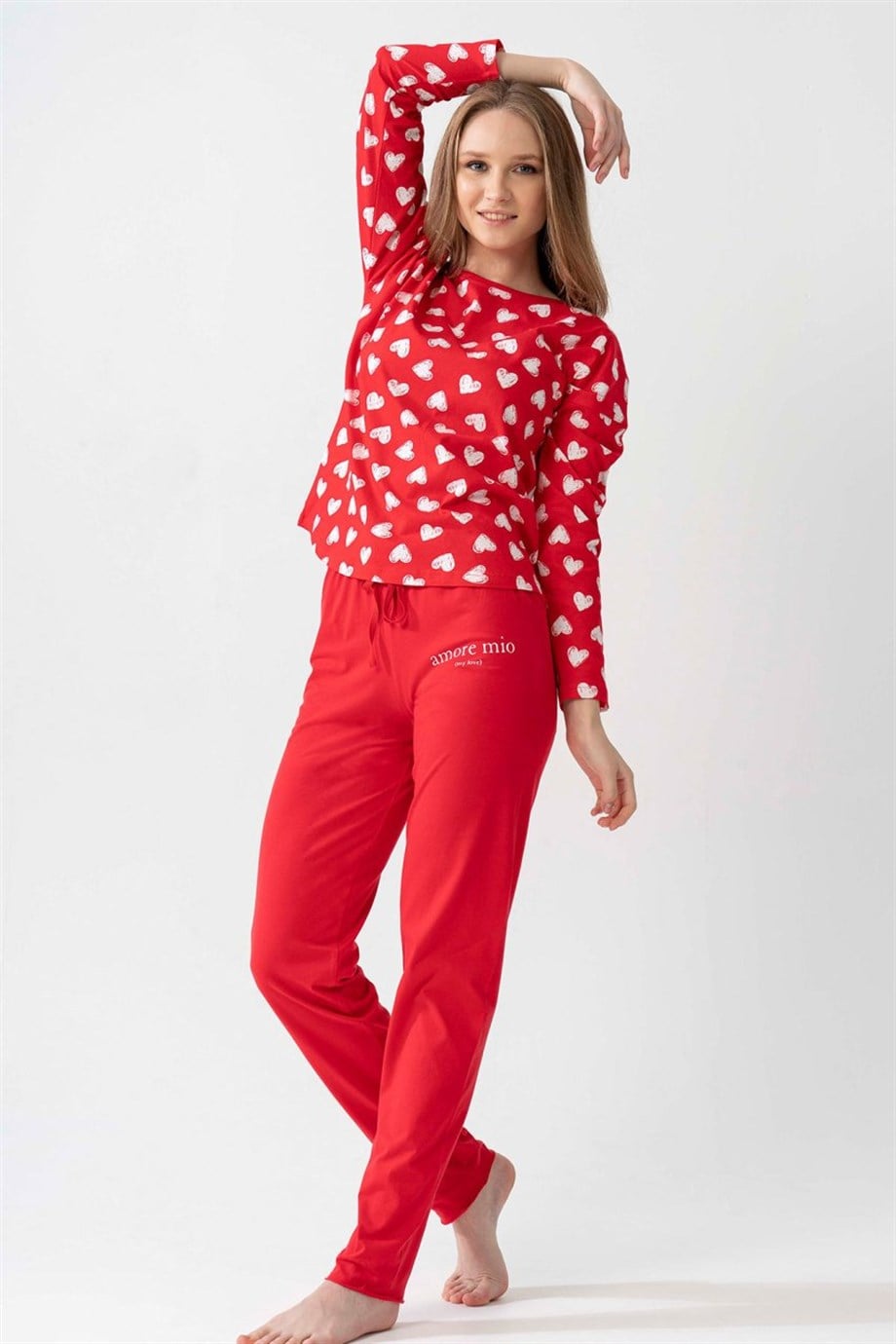 Vienetta Kadın Kırmızı Uzun Kollu Pijama Takımı 1070330939