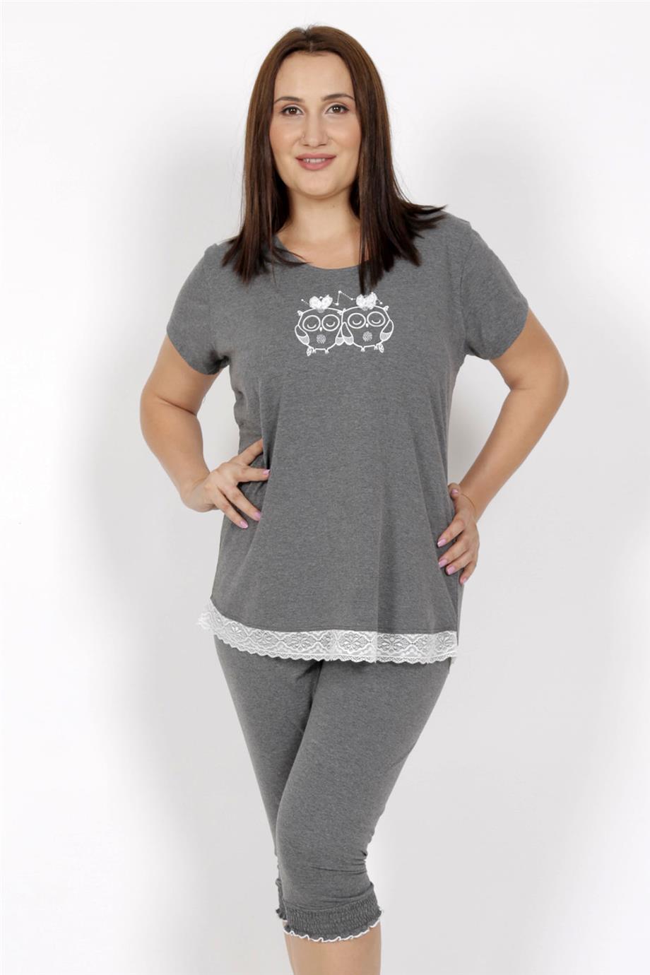 Vienetta Kadın Kısa Kollu Caprı Battal Pijama Takımı