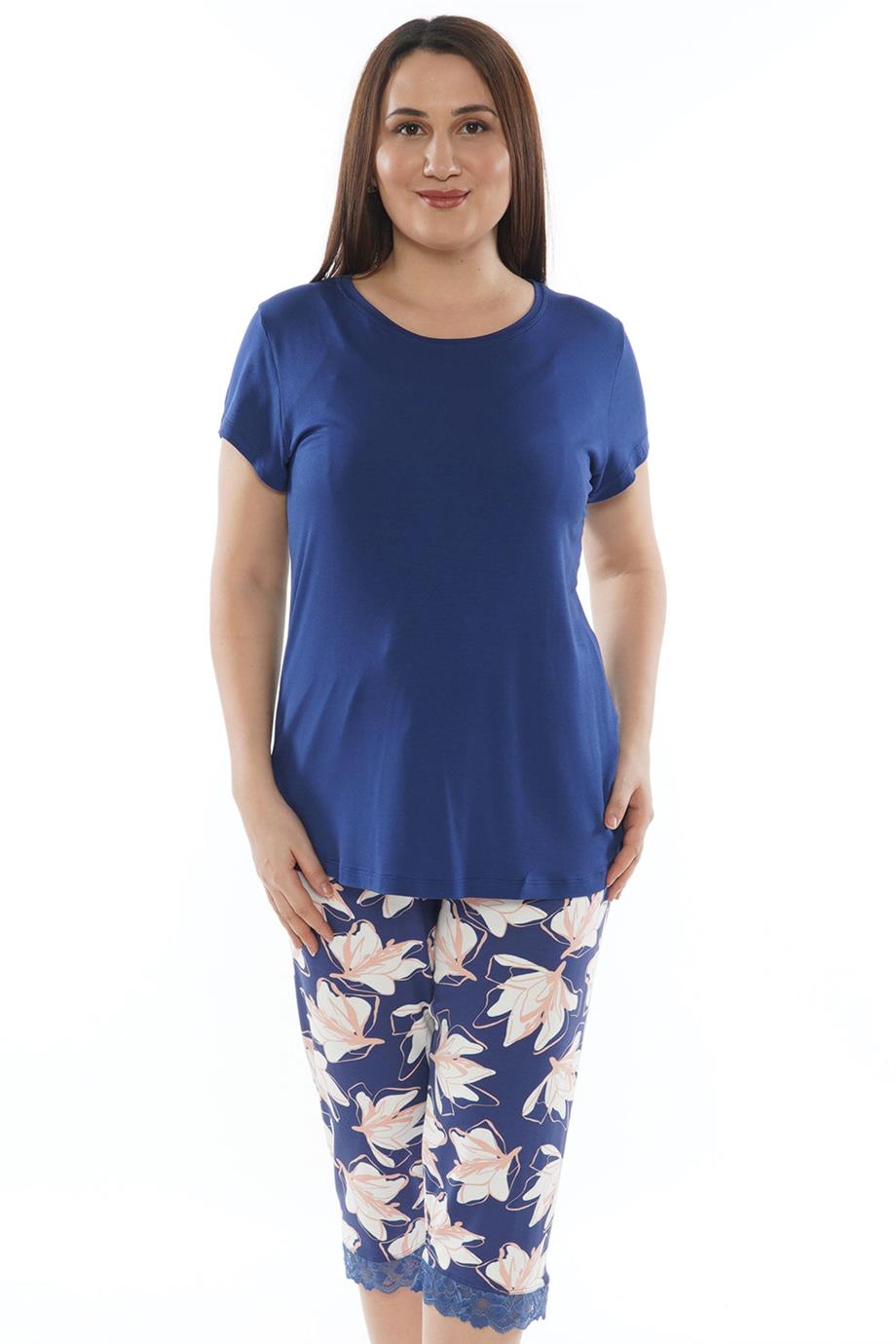 Vienetta Kadın Kısa Kollu Caprı Battal Pijama Takımı