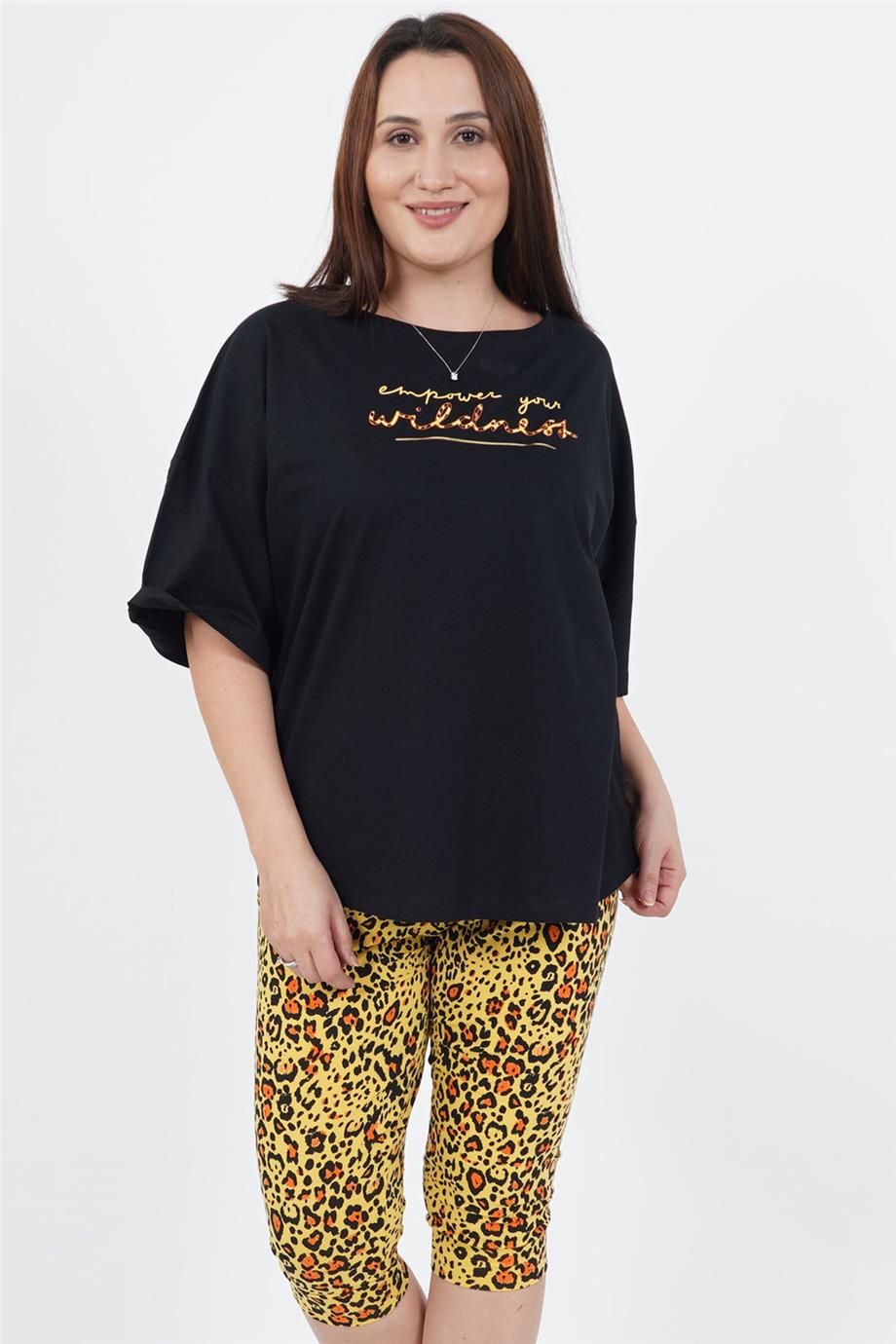 Vienetta Kadın Kısa Kollu Caprı Battal Pijama Takımı