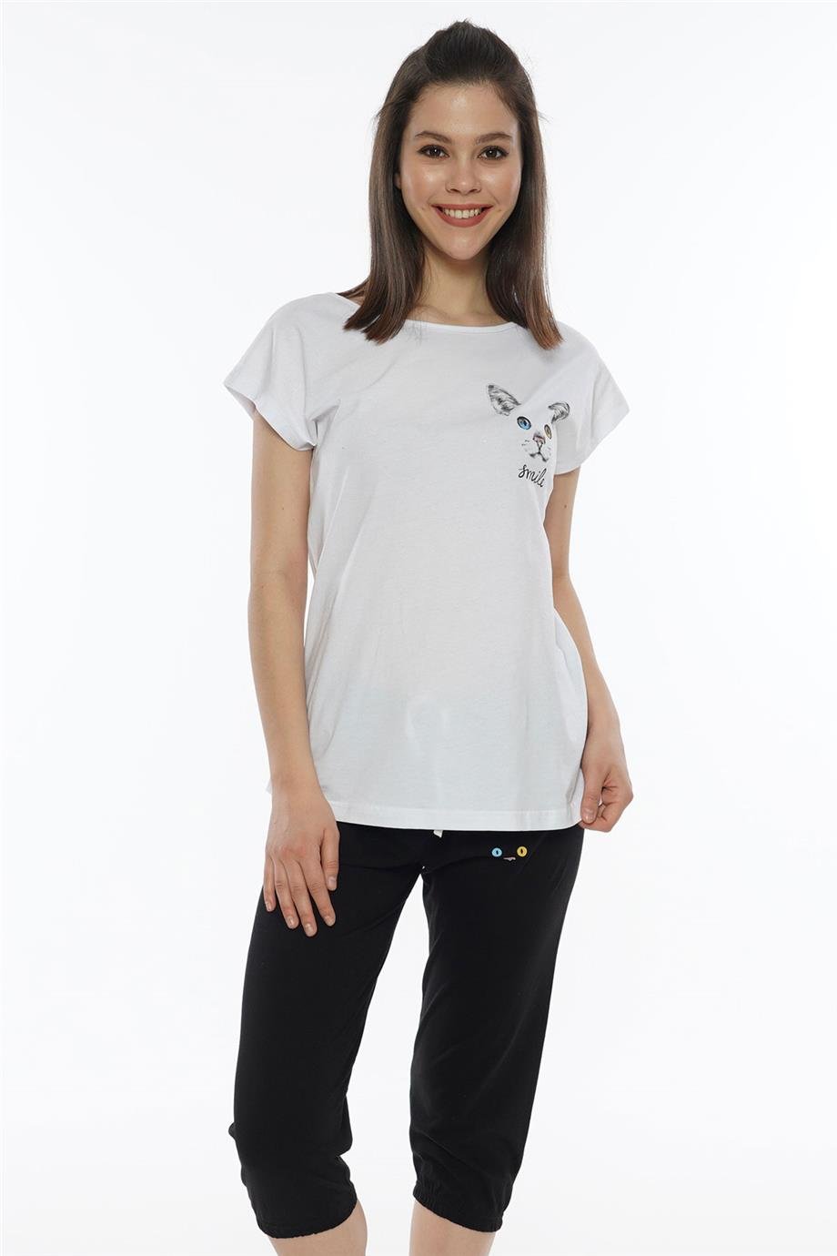 Vienetta Kadın Kısa Kollu Caprı Pijama Takımı