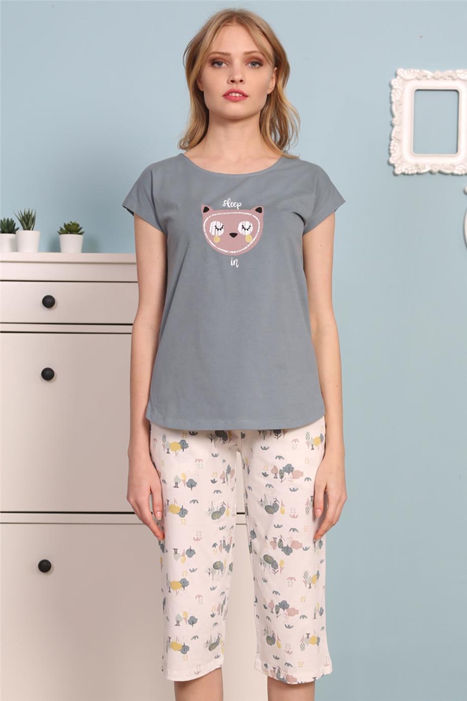 Vienetta Kadın Kısa Kollu Caprı Pijama Takımı