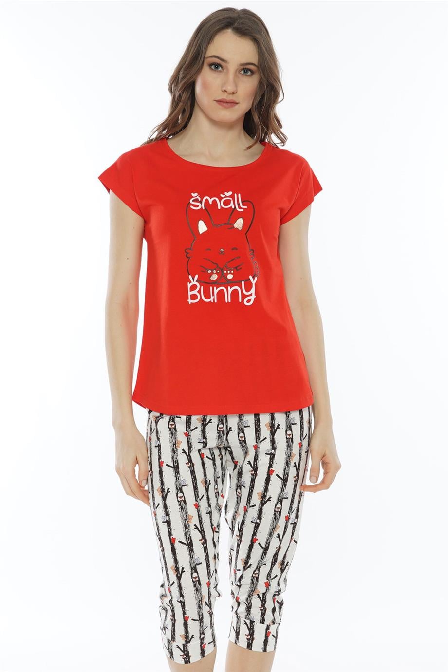 Vienetta Kadın Kısa Kollu Caprı Pijama Takımı