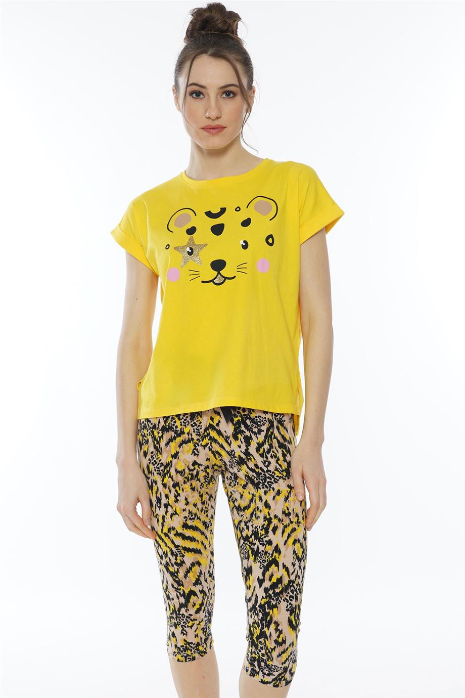 Vienetta Kadın Kısa Kollu Caprı Pijama Takımı