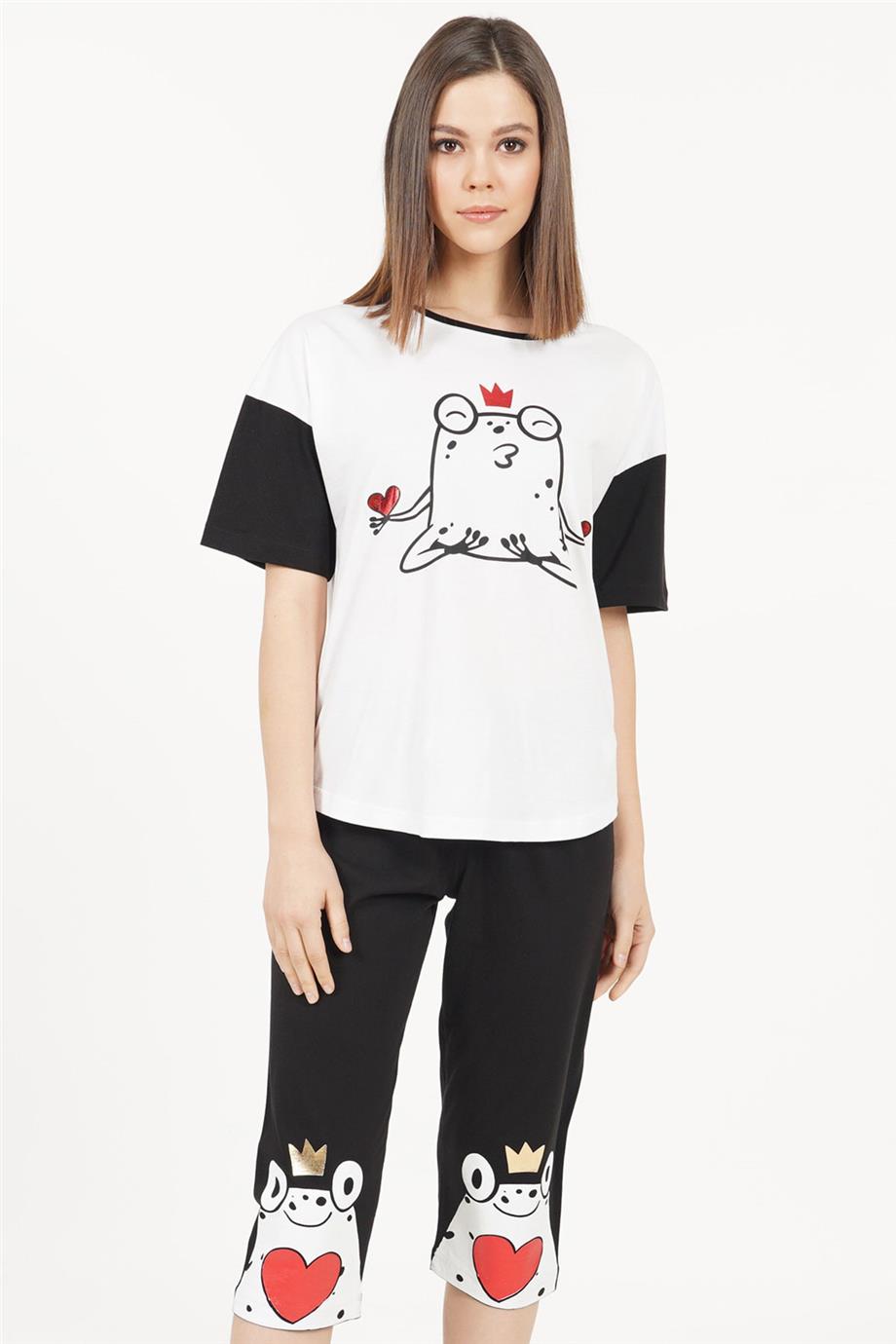 Vienetta Kadın Kısa Kollu Caprı Pijama Takımı