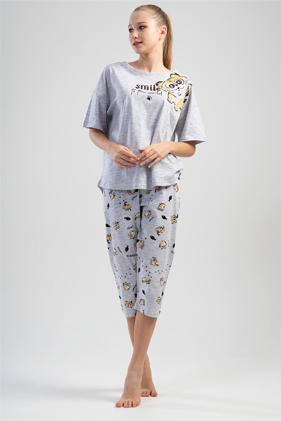 Vienetta Kadın Kısa Kollu Kapri Pijama Takımı