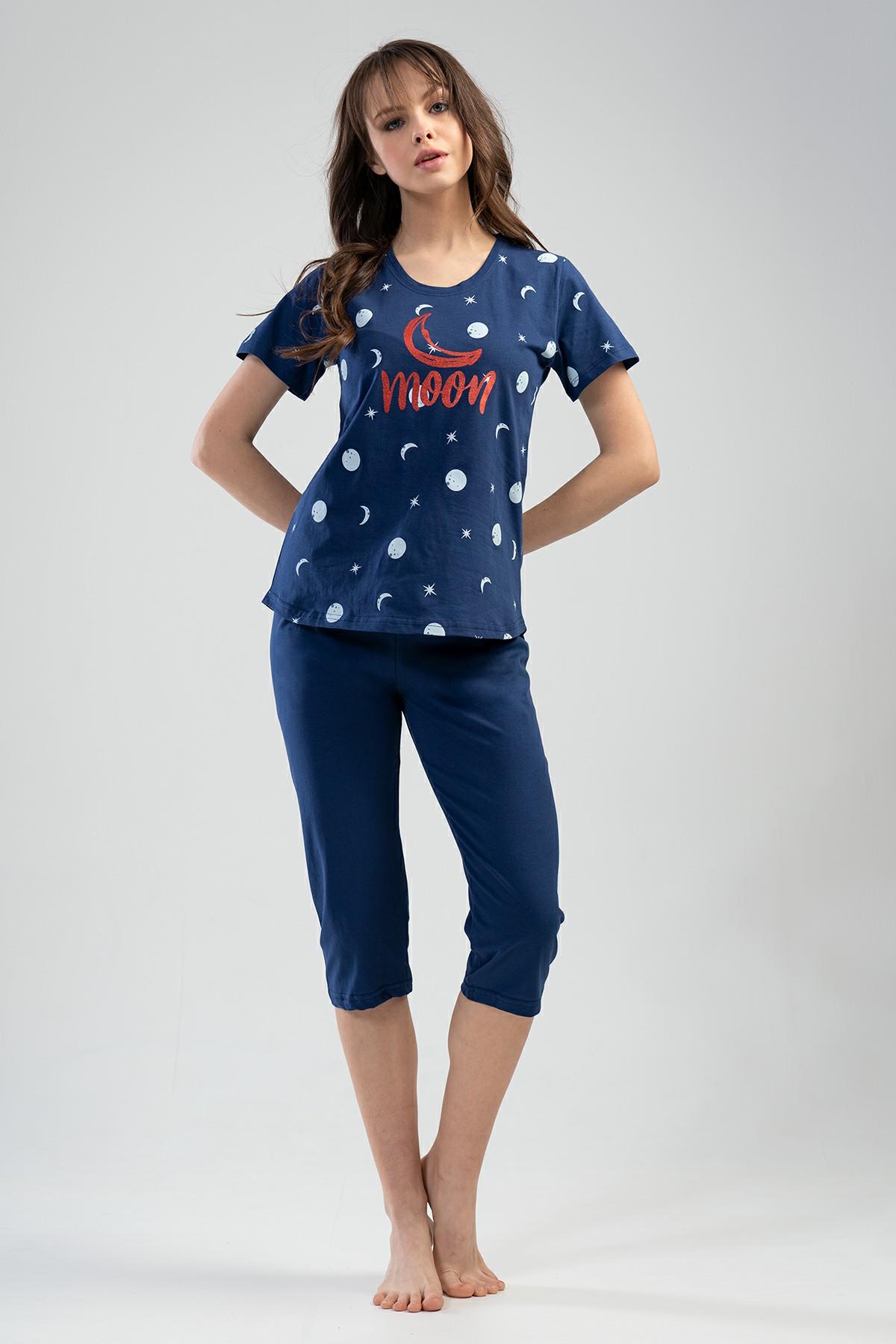 Vienetta Kadın Kısa Kollu Kapri Pijama Takım