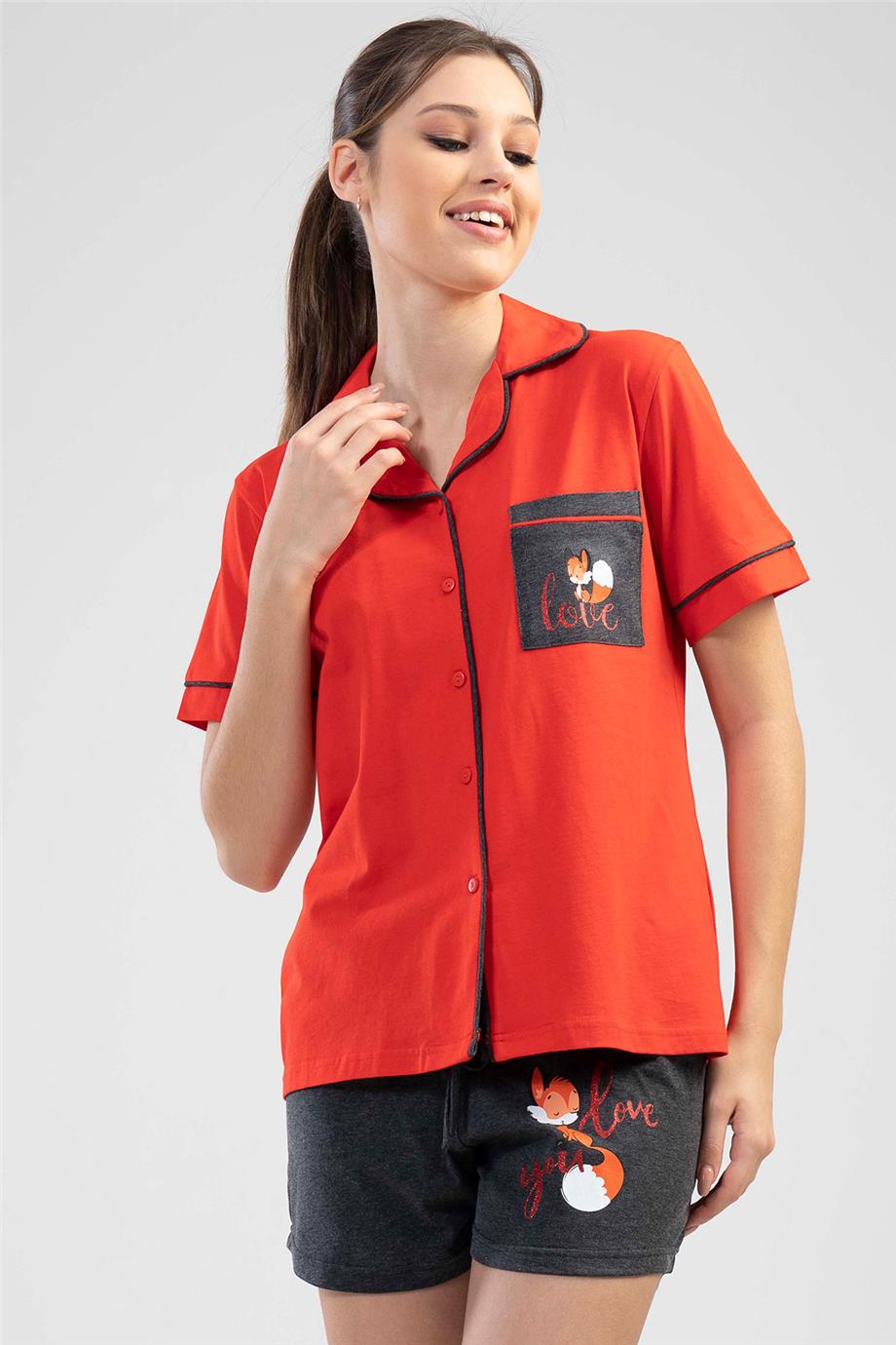 Vienetta Kadın Kısa Kollu Şortlu Pijama Takımı