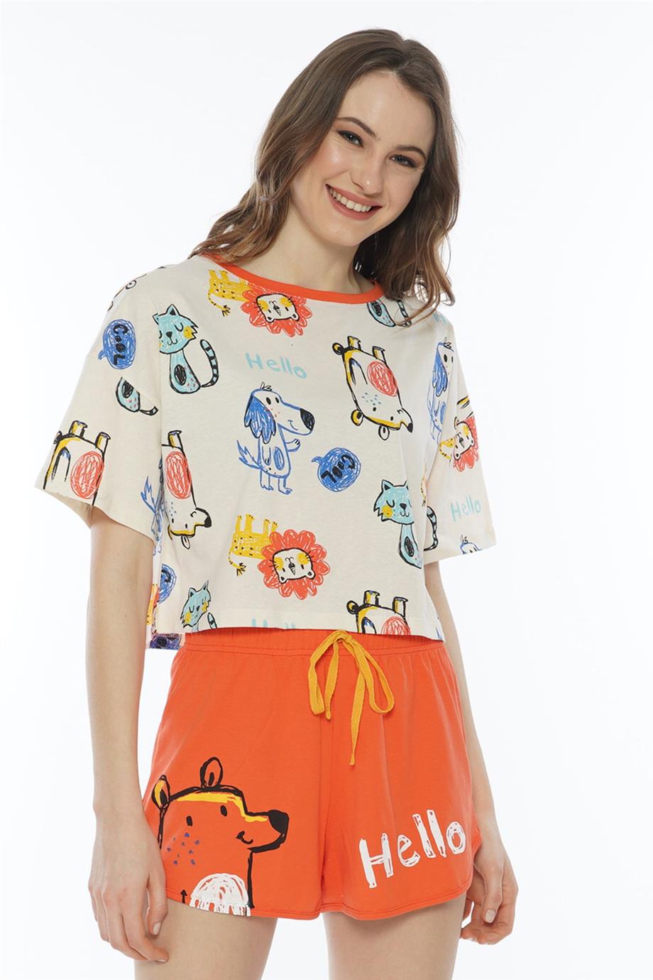 Vienetta Kadın Kısa Kollu Şortlu Pijama Takımı