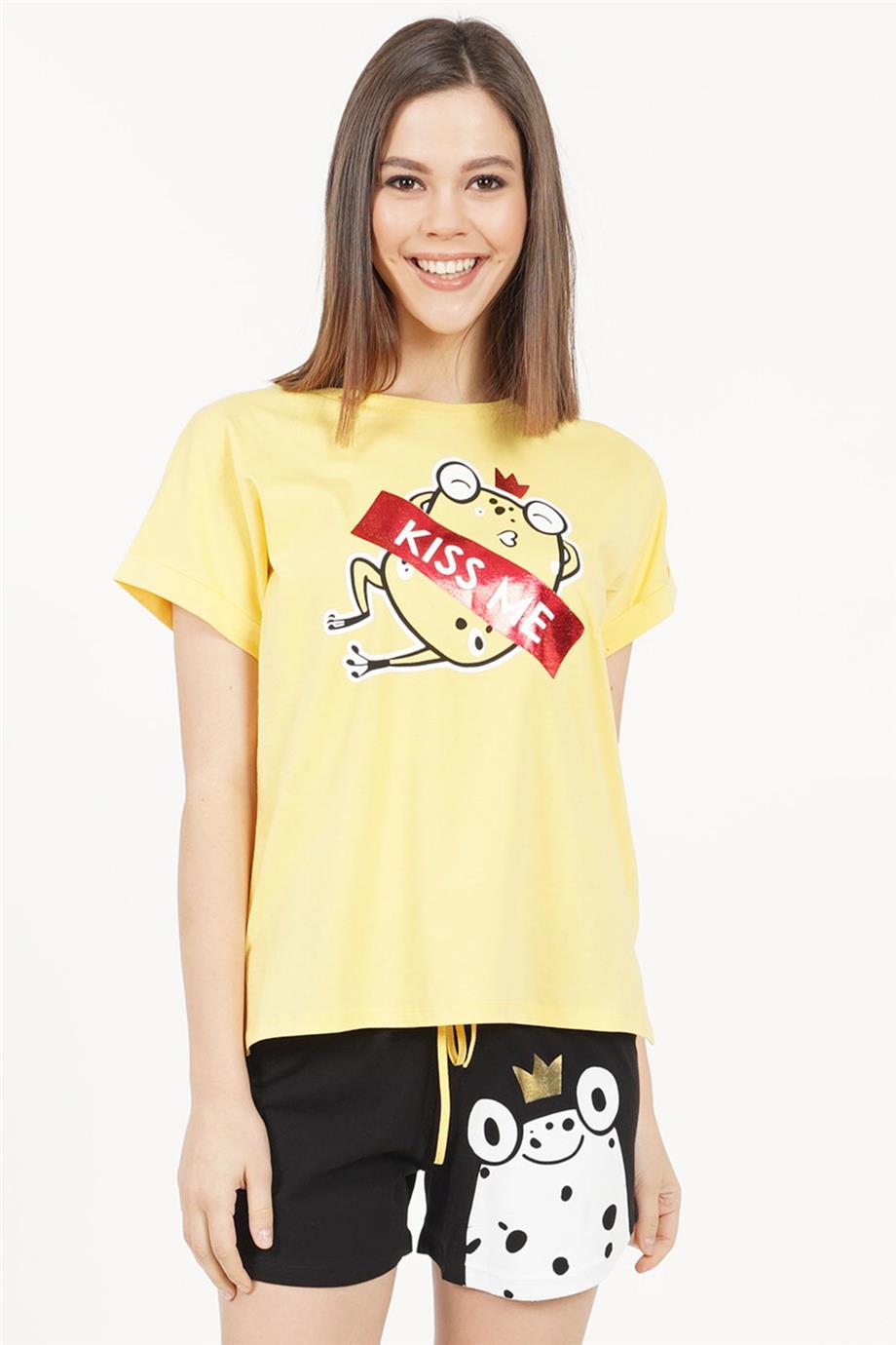 Vienetta Kadın Kısa Kollu Şortlu Pijama Takımı