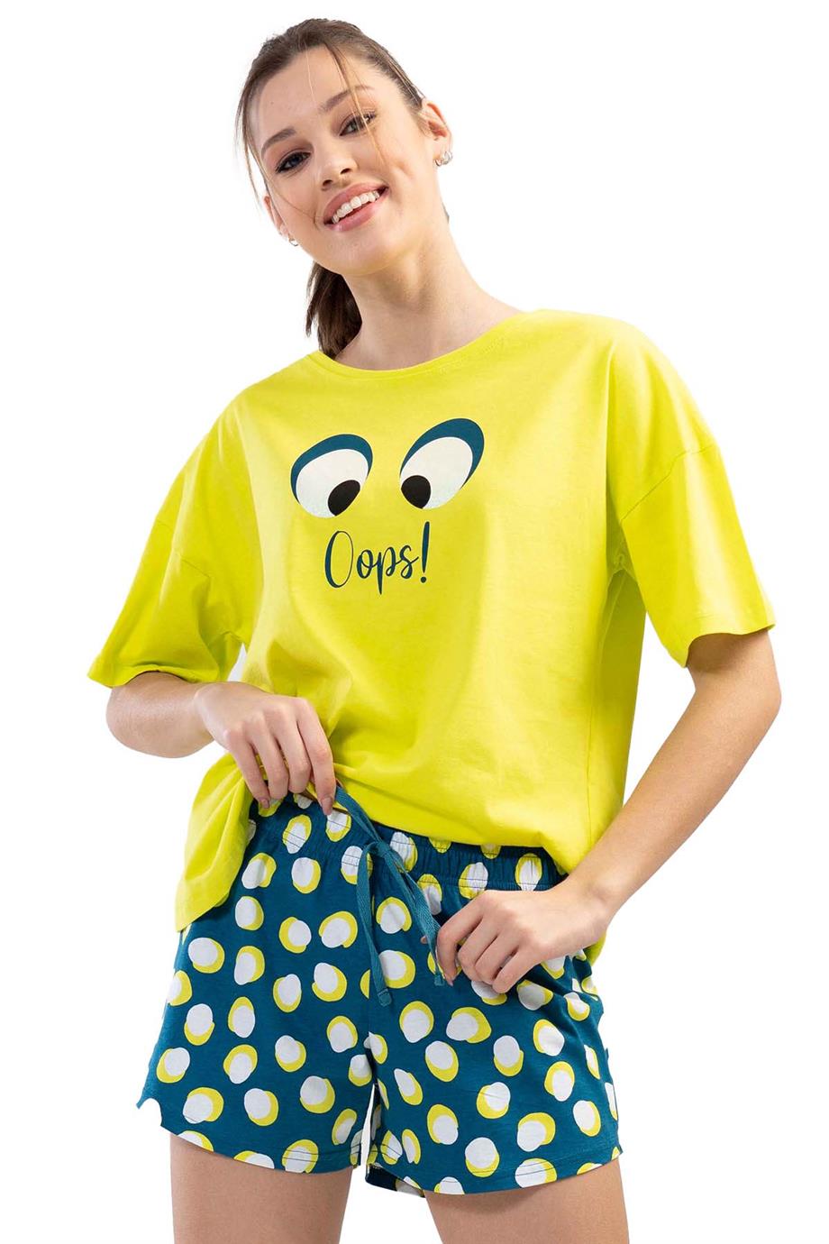 Vienetta Kadın Kısa Kollu Şortlu Pijama Takımı