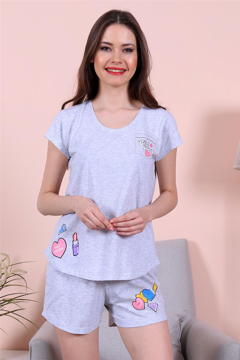 Vienetta Kadın Kısa Kollu Şortlu Pijama Takımı