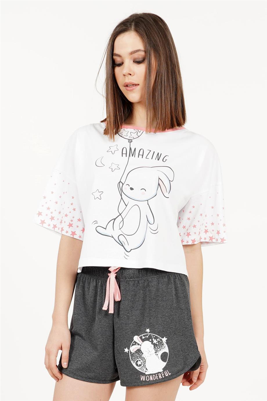 Vienetta Kadın Kısa Kollu Şortlu Pijama Takımı