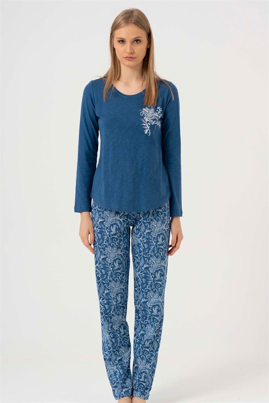 Vienetta Kadın (Mavi) Uzun Kollu Pijama Takımı 1070370451