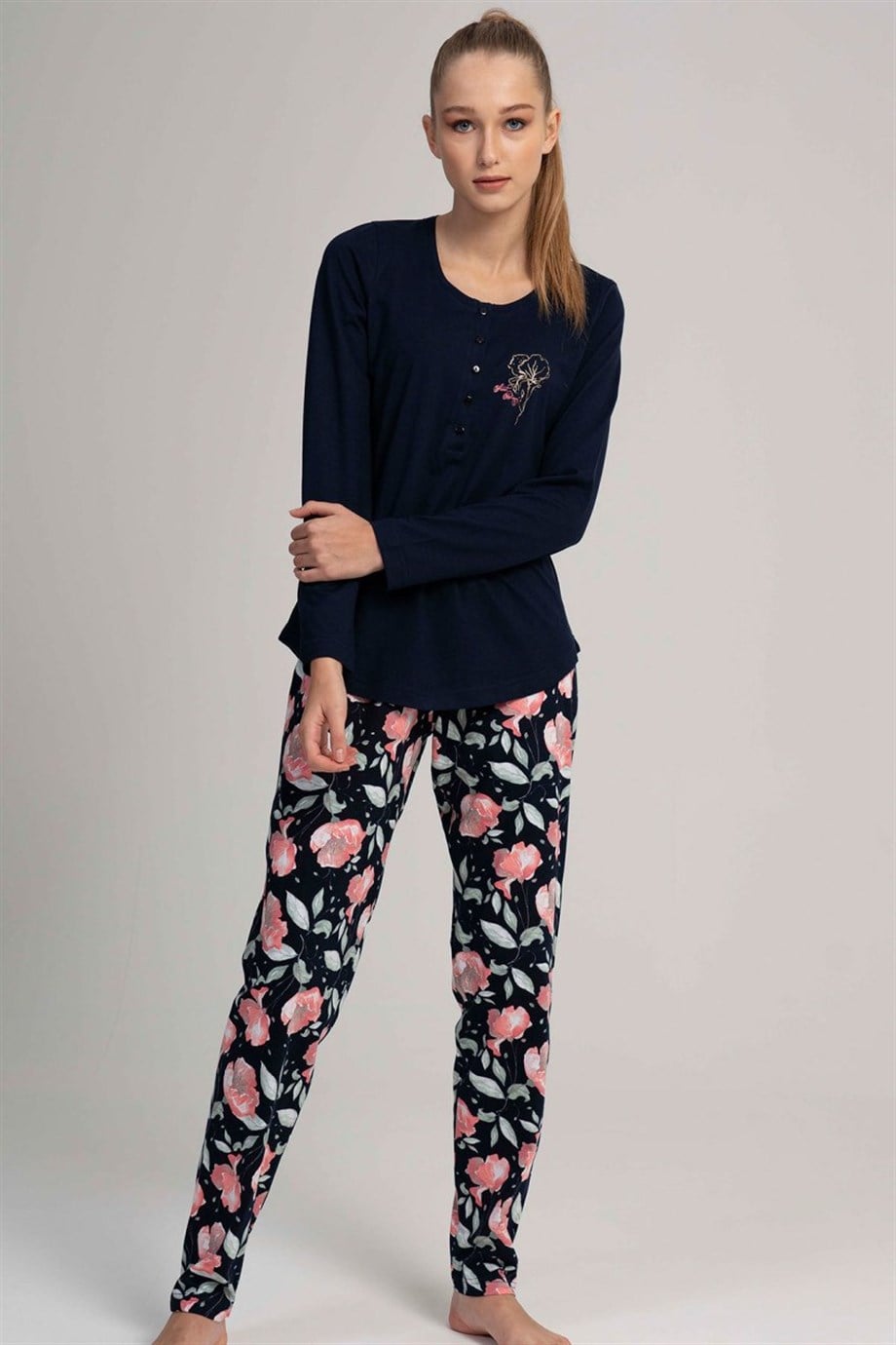 Vienetta Kadın (Mavi) Uzun Kollu Pijama Takımı 1070110360 